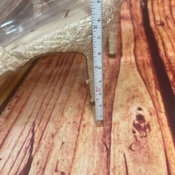 Lulus Steviee ivory cream pointed-toe pumps slingback sz 8.5 faux leather tweed - Picture 6 of 6